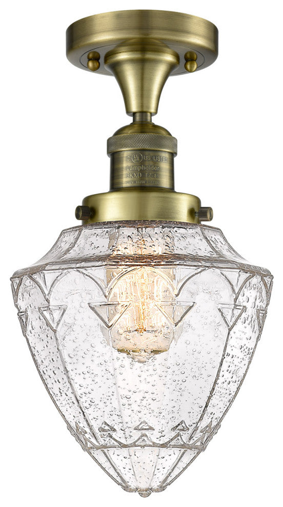 Innovations 517-1CH-AB-G664-7 1 Light Semi-Flush Mount, Antique Brass