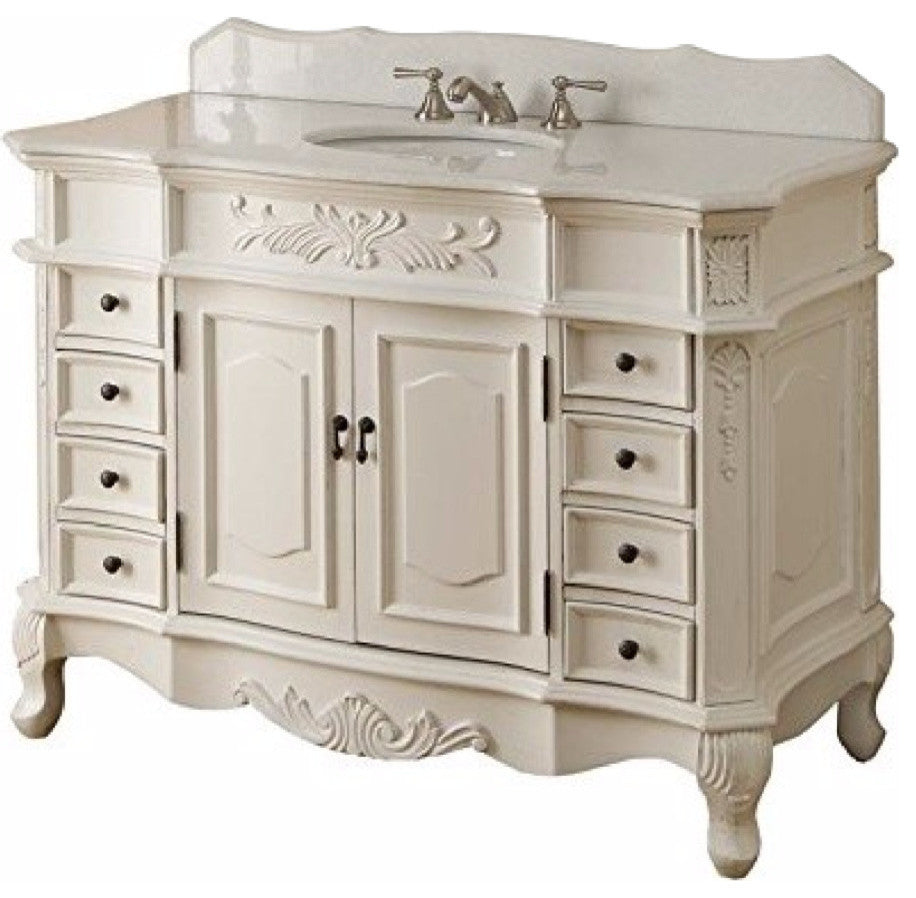 48" Traditional-Style Antique-Style White Morton Bathroom Sink Vanity