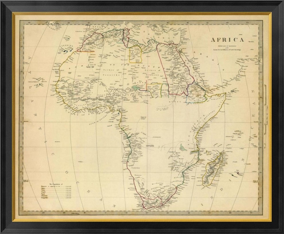 "Africa, 1839"  by Society for the Diffusion of Useful Knowledge, 40x33"