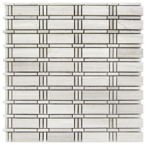 Oak Crossings Mosaic Tile, White, 10 Sq. ft., 12"x12"