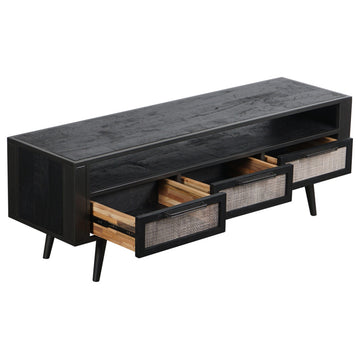 Nordic Mindi Rattan TV Dresser 3 Drawers, 63"