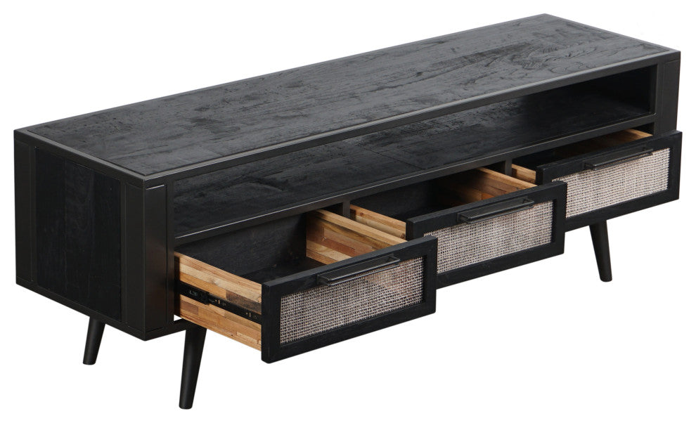 Nordic Mindi Rattan TV Dresser 3 Drawers, 63"