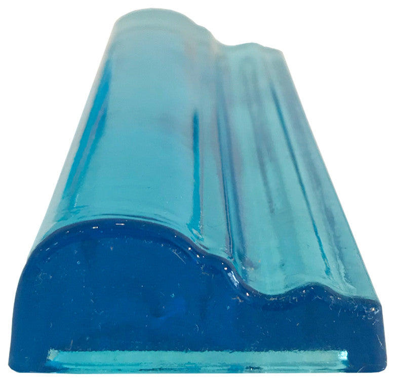 2x6 Chair Border Hand Poured Glass Tile, Aqua