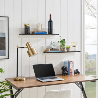 Danya B. Repose Display Photo Ledge Shelf Set of 2, White/Dark Walnut
