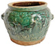 Consigned Green Blue Ceramic Pot
