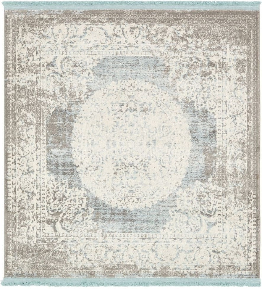 Contemporary Classique 4' Square Sand and Sky Area Rug