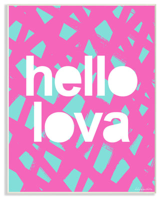 Hello Lova Abstract Lines Typography Wall Plaque Art, 10x15