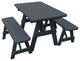 Pressure Treated Pine Picnic Table With 2 Benches, Charcoal Stain, 5 Foot, No Umbrella Hole