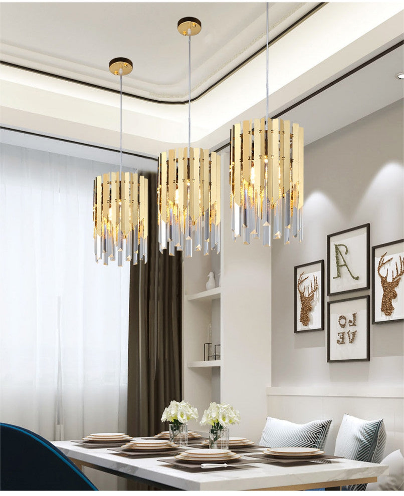 Gold Plated Crystal Pendant Fixture By Morsale