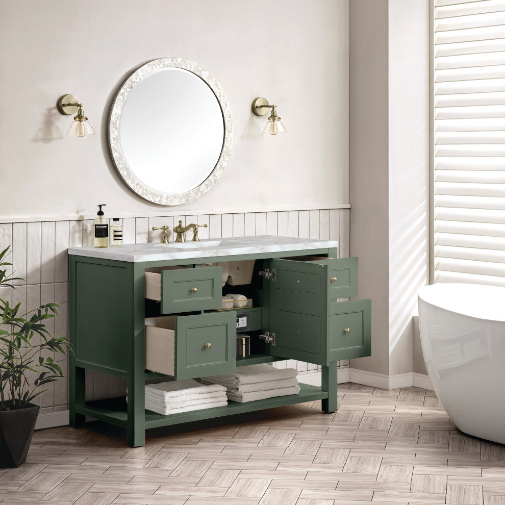 Breckenridge 48" Single Vanity, Smokey Celadon, Victorian Silver