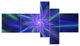 Shining Blue Exotic Fractal Flower, Floral Canvas Art Print, 60"x32", 5 panels