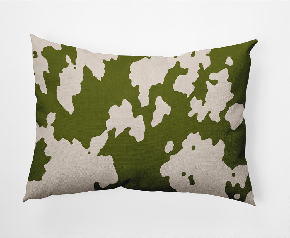 14" x 20" Moo Print Decorative Throw Pillow, Olive