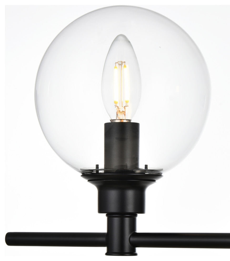 4 Light Black And Clear Bath Sconce