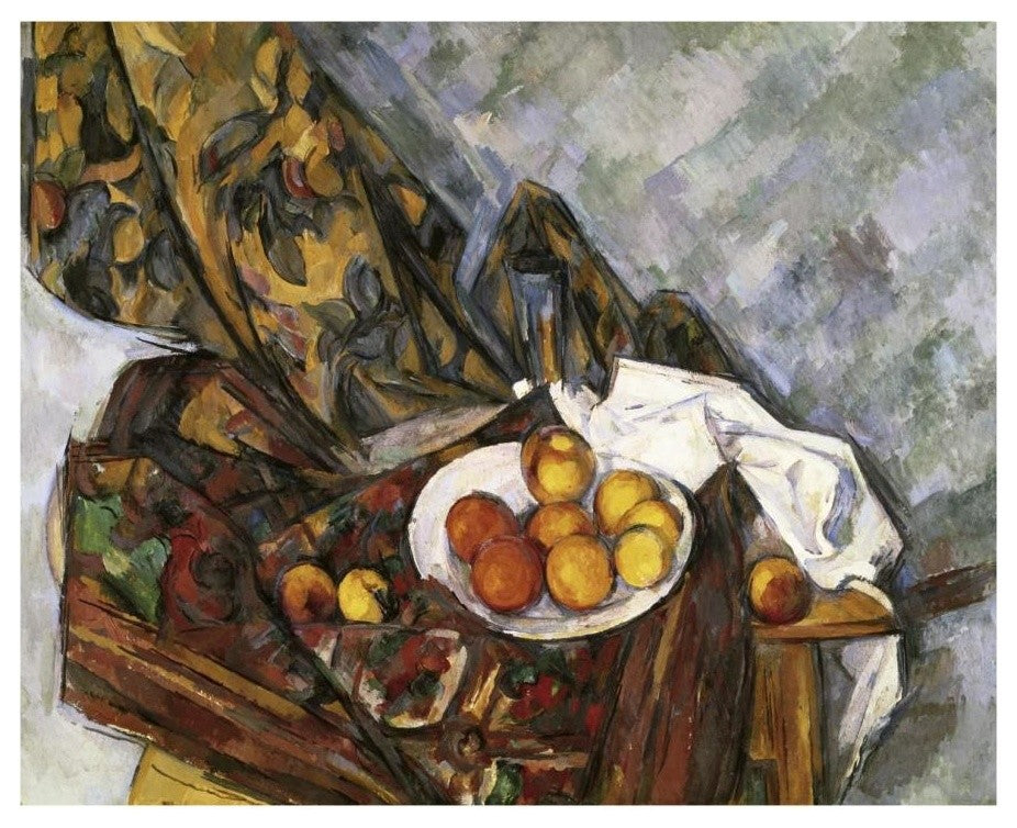 "Still Life with Floral Curtain" Digital Paper Print by Paul Cezanne, 18"x15"