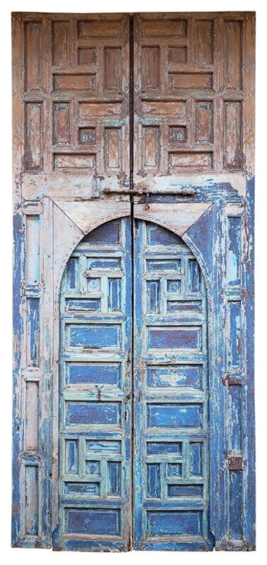 Moroccan Old Hand Painted Double Door, Wooden 23MO17