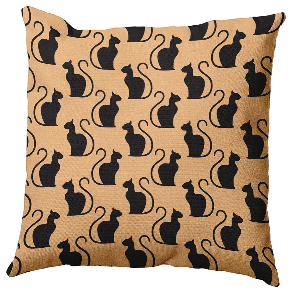16" x 16" Spooky Cats Decorative Throw Pillow, Pale Gold