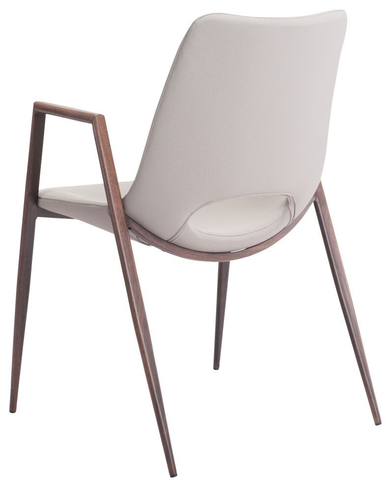 Desi Dining Chair, Set of 2 Beige/Walnut