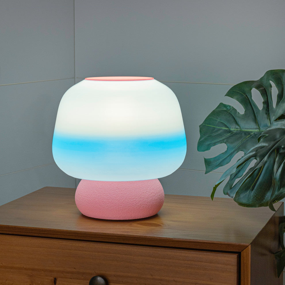 Mushroom 10" Plant-Based PLA Dimmable LED Table Lamp, Blue/White/Light Pink