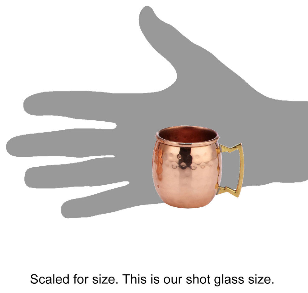 Handmade Hammered Copper Moscow Mule Shot Glasses, 2oz Mini Mug