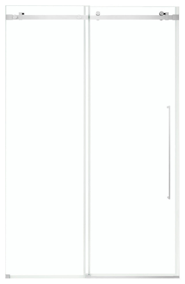 Selby Frameless Sliding Clear Alcove Shower Door, Satin Nickel, 48"