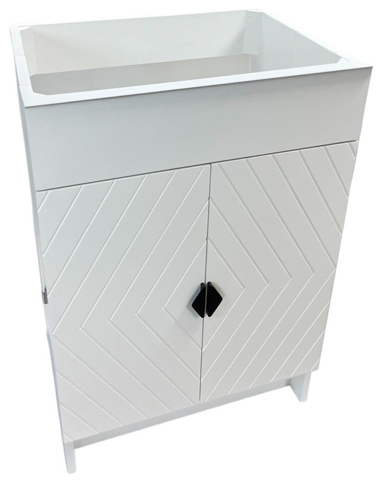 SmartFold 24" Single Sink Vanity, White With White Ceramic Top