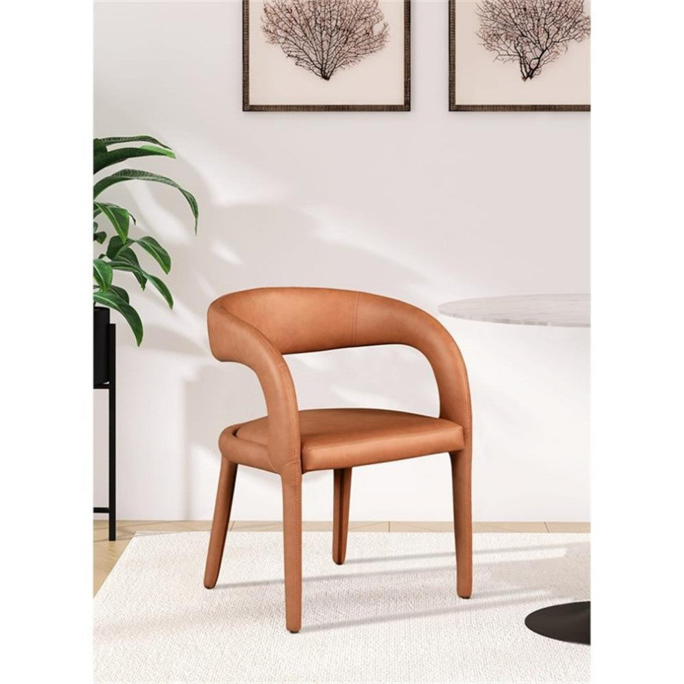 Pemberly Row 18" Contemporary Faux Leather Dining Chair in Orange