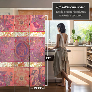 6' Tall Double Sided Vintage Emblem Canvas Room Divider