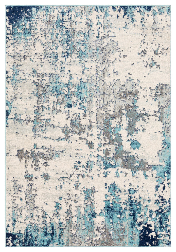 Surya Sunderland SUN-2300 6'7"x9' Rug, Navy/Aqua/Light Gray/White/Medium Gray