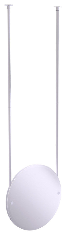 Frameless Round Ceiling Hung Mirror with Beveled Edge, Satin Chrome