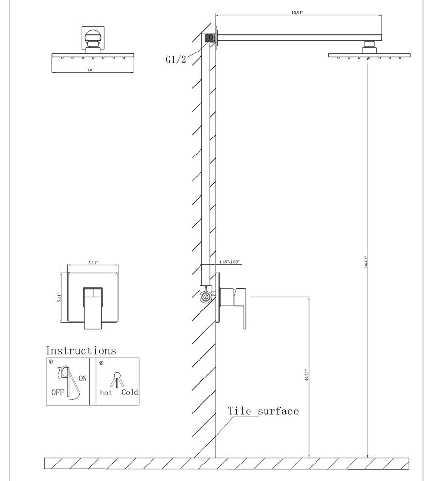 Single Handle 10-inch Showerhead 1.8 gpm