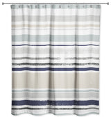 Beige and Blue Stripes 71x74 Shower Curtain
