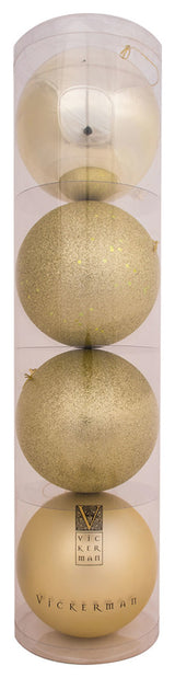 2.4" Champagne 4 Finish Orn Asst 60/Box