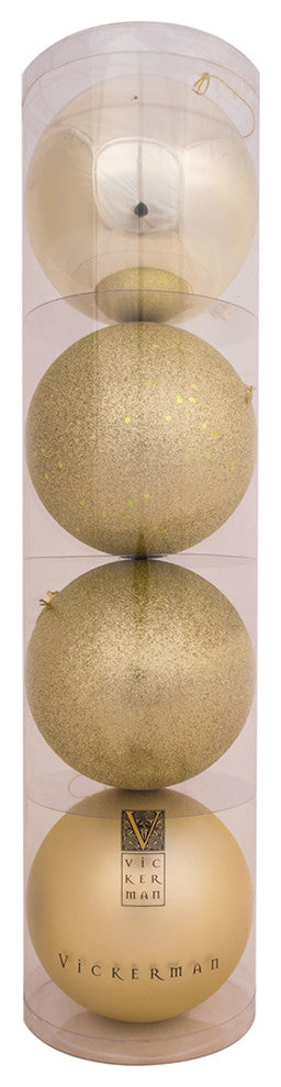 2.4" Champagne 4 Finish Orn Asst 60/Box