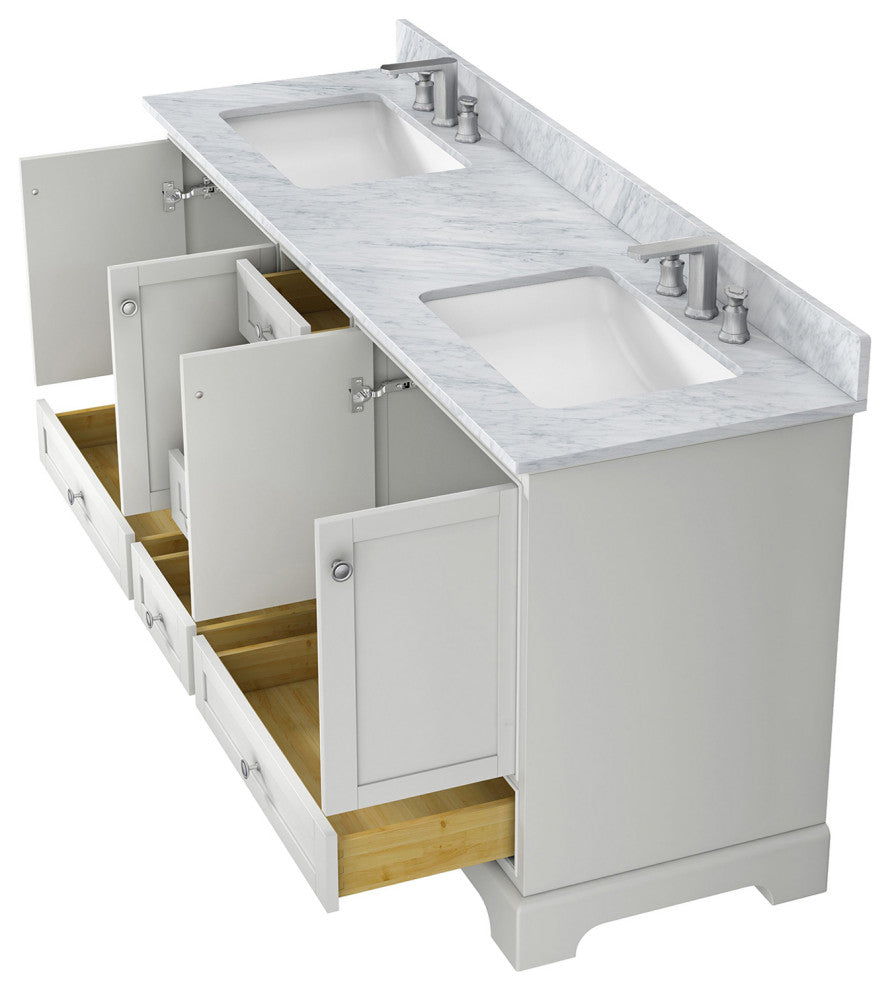 72 inch Matte Plywood Freestanding Bathroom Vanity Set Integrated Ceramic Sink