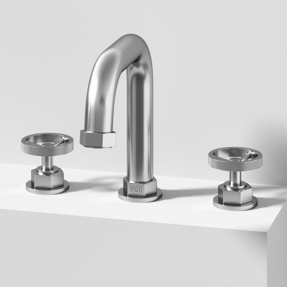 VIGO Hart 7" H 2-Handle Widespread Bathroom Faucet, Brushed Nickel