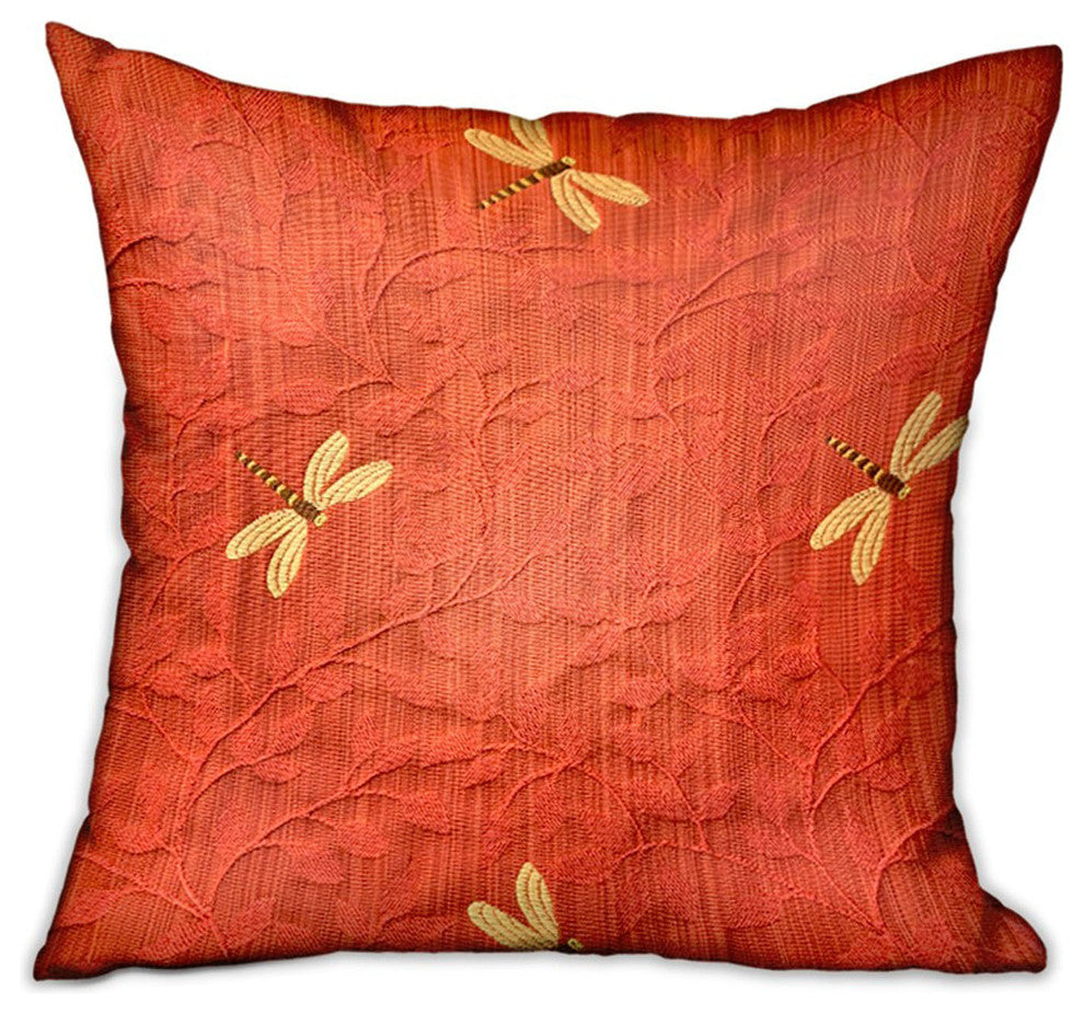 Plutus Firefly Red Animal Motif Luxury Throw Pillow, 22"x22"