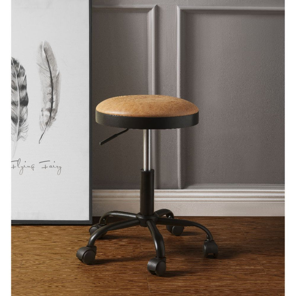 Acme Ouray Adjustable Stool With Swivel Set-2 Vintage Caramel PU and Black