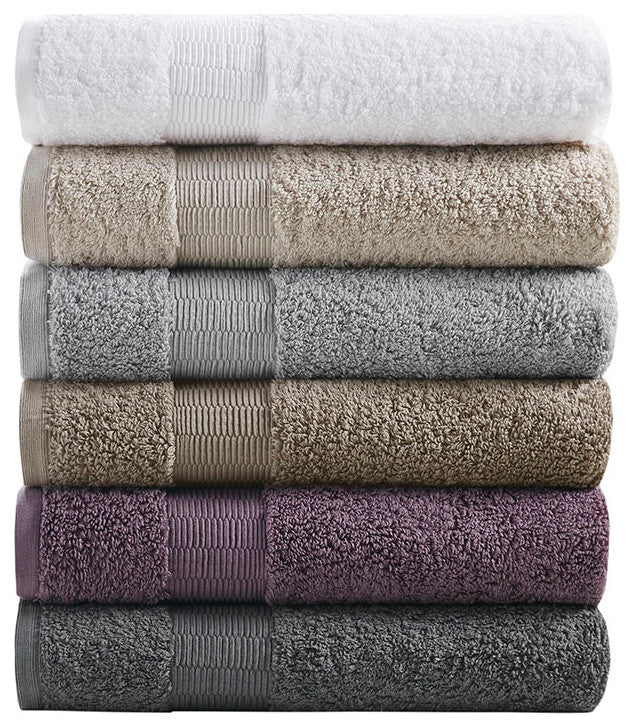 Madison Park Signature Luce 100% Egyptian Cotton 6 Piece Towel Set, Dark Gray