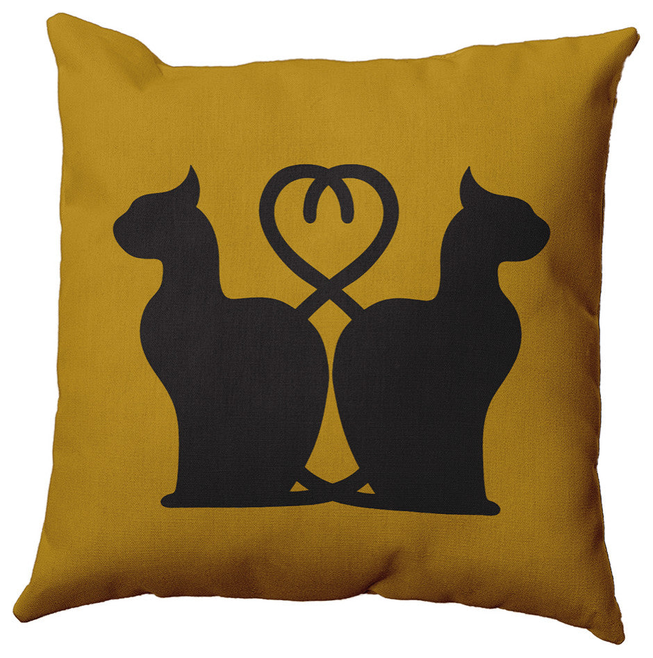 26" x 26" Conniving Cats Decorative Throw Pillow, Autumn Gold
