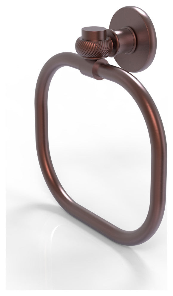 Continental Towel Ring With Twist Accents, Antique Copper