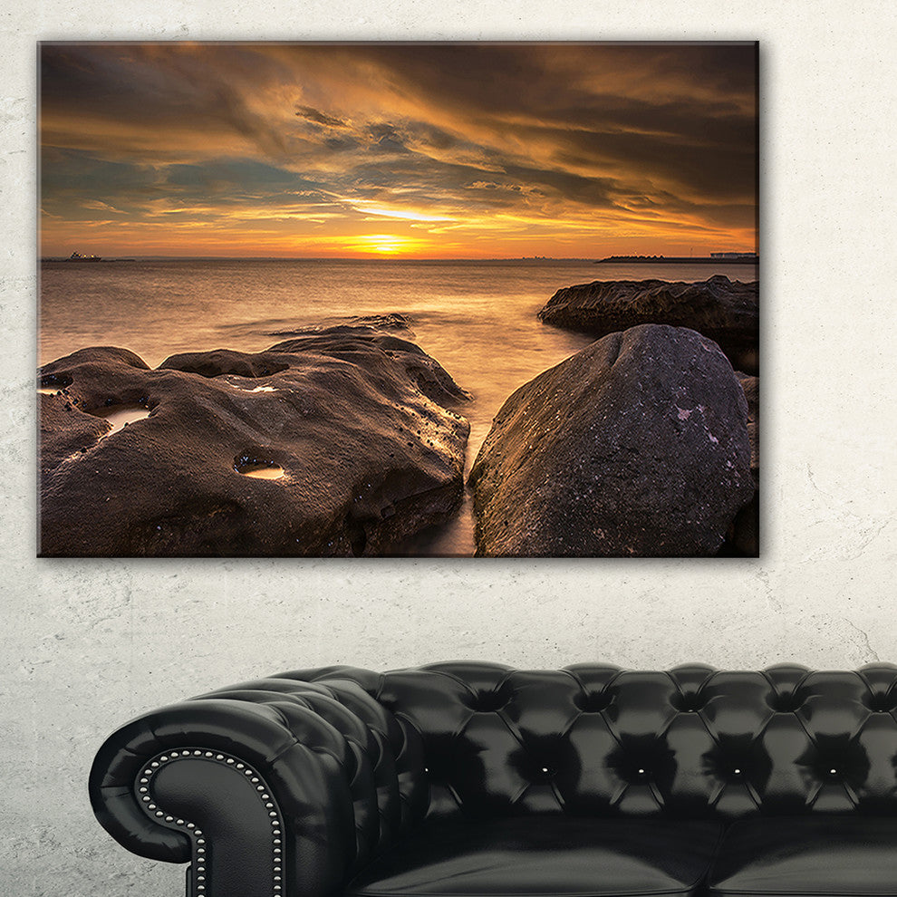 "Rocky La Perouse Beach in Sydney" Seashore Canvas Print, 40"x20"