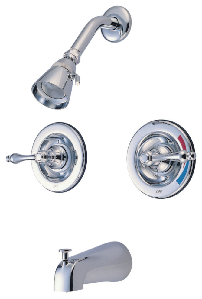 Kingston Pressure Balanced Two-Handle Tub and Shower Faucet, Polished Chrome