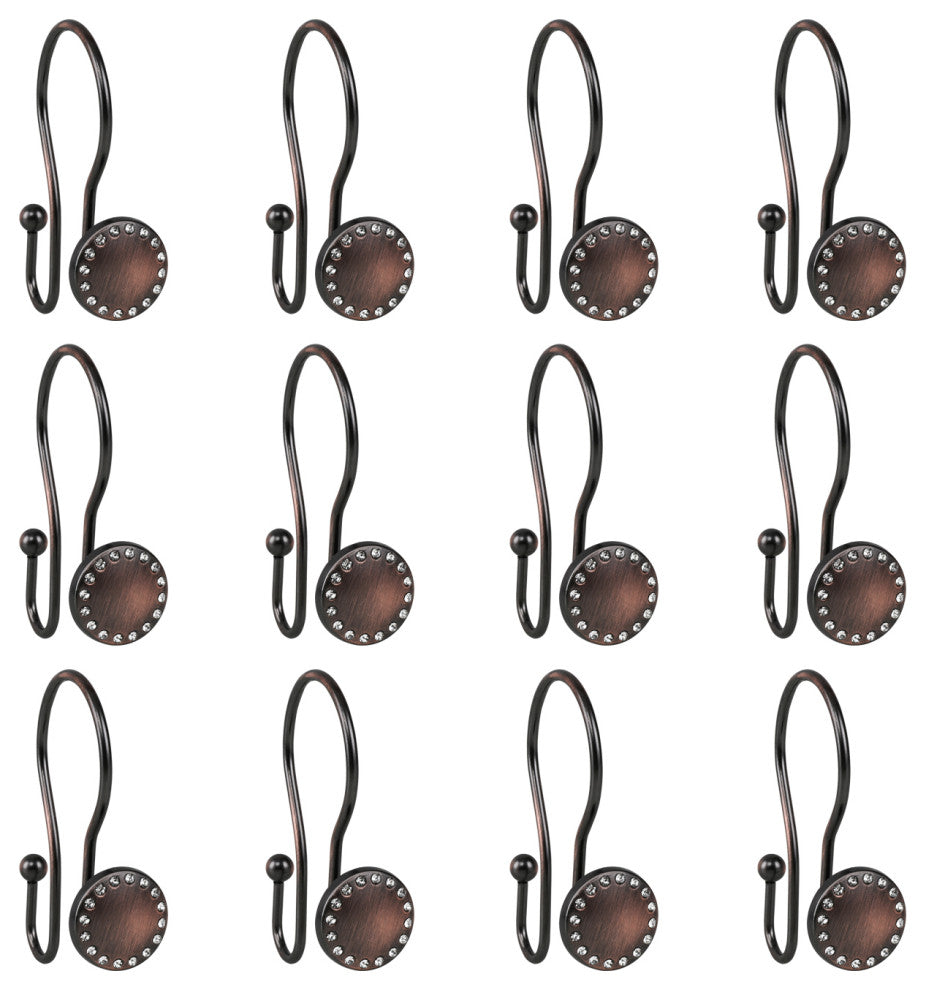 Utopia Alley Shower Hooks - Double Shower Curtain Rings for Bathroom, Set of 12, Oil Rubbed Bronze