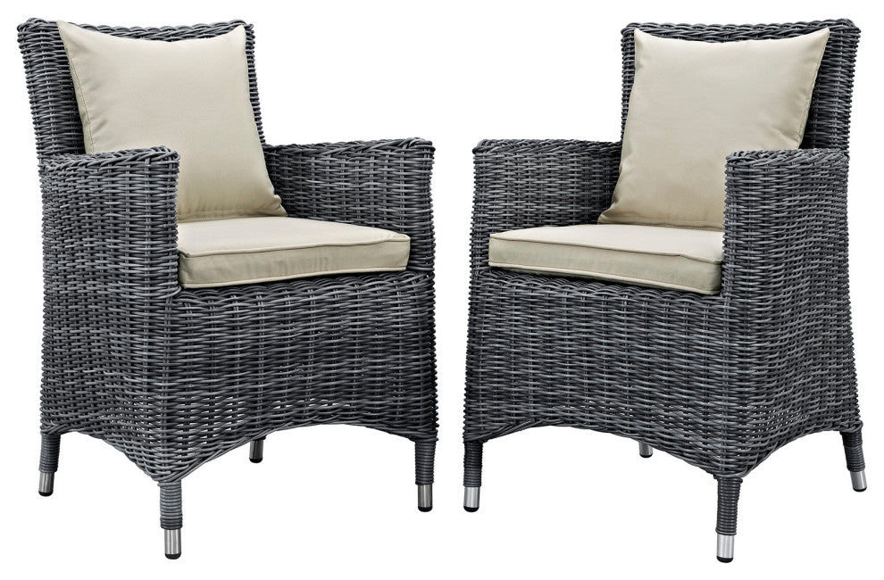 Antique Canvas Beige Summon 2 Piece Outdoor Patio Sunbrella Dining Set