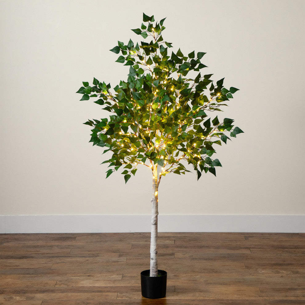 5ft. Lighted Artificial Birch Tree With 180 Warm White LED Lights