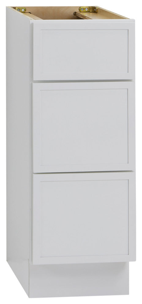 Vanity Art Birch Plywood Single Base Storage Cabinet, White, 12 Inch (3 Drawers)