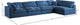 Plush Velvet / Down Standard Comfort L-Shaped Modular Sectional, Navy, 5-Piece: 3 Armless Chair, 2 Corner Chair