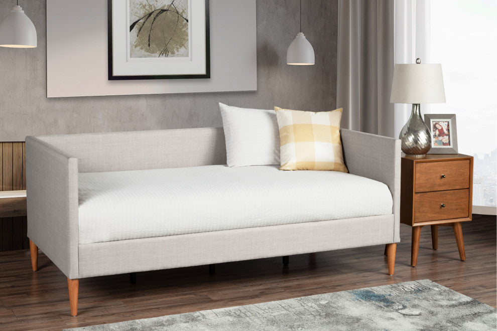 Britney Twin Day Bed, Light Grey Linen