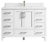 Malibu 48 Single Sink Bath Vanity in White  1.5" White Quartz