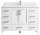 Malibu 48 Single Sink Bath Vanity in White  1.5" White Quartz